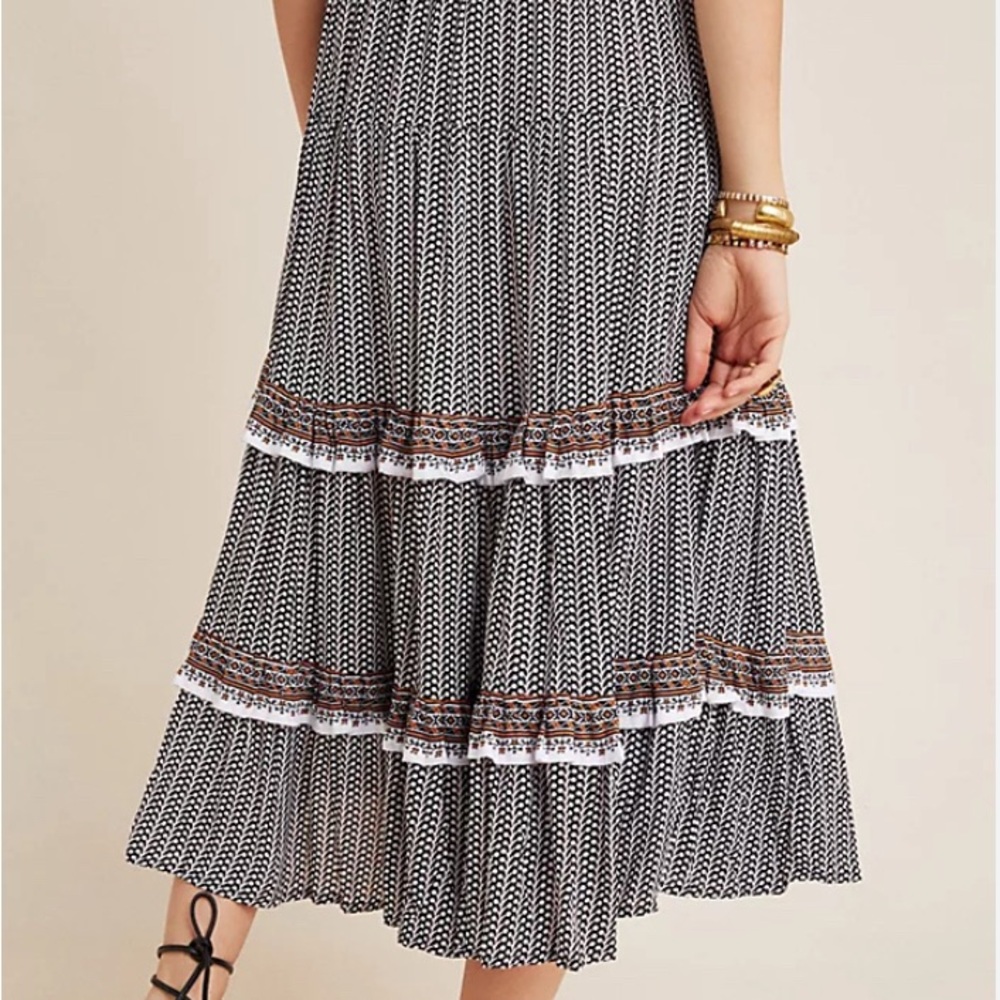 Anthropologie Beachgold Jocelyn Tiered Midi Skirt M EUC - Picture 2 of 7
